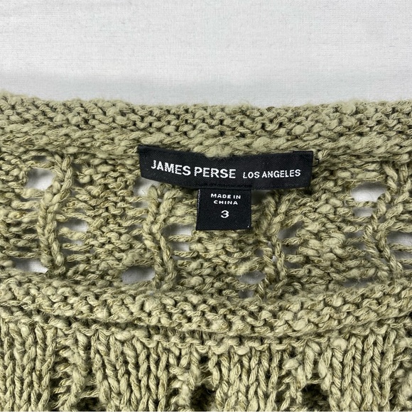 James Perse Women’s Open Knit Sweater Green Linen/Cotton Blend Size 3 (Large) - Picture 3 of 8
